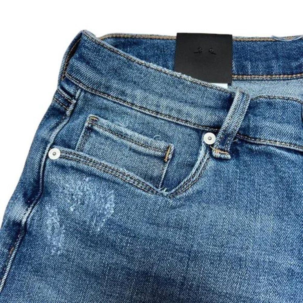 Blank NYC Women's Blue Denim Mid Rise The Fulton Roll Up Boyfriend Shorts Summer - Picture 6 of 13